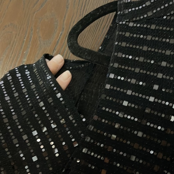 Clara Sun Woo black cocktail sparkly, bare shoulder dress. Size Small - Picture 3 of 8